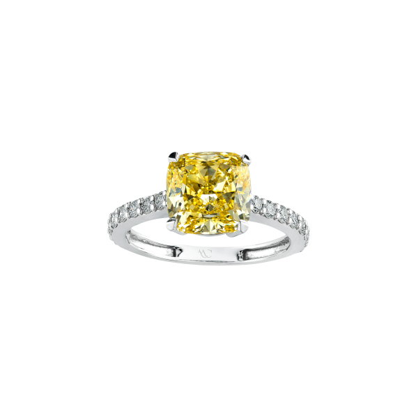 Solitaire Yellow Stone Princess Diamond Ring