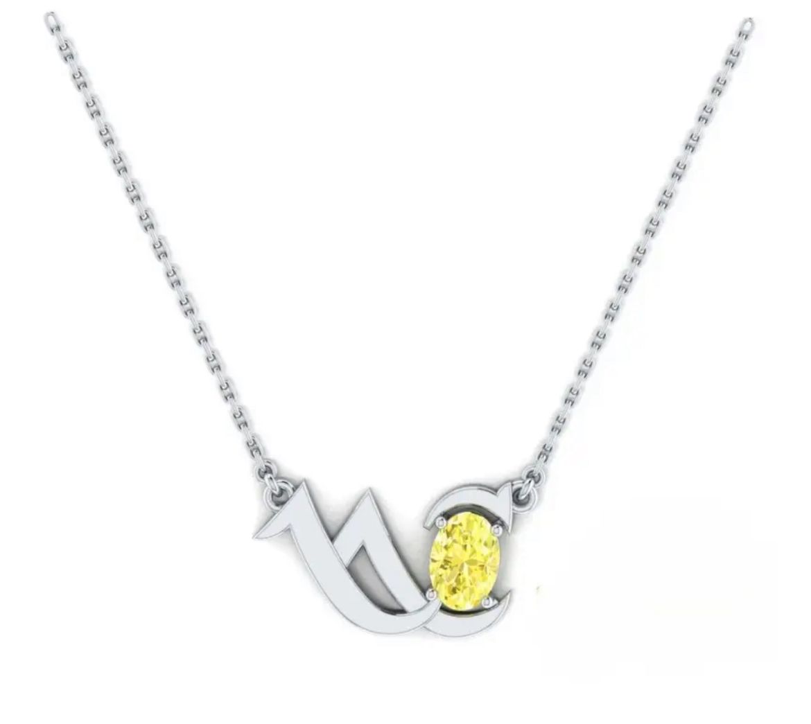 pendant yellow MAGDAK Pendant Fancy Yellow Oval Cut Diamond - Image 1